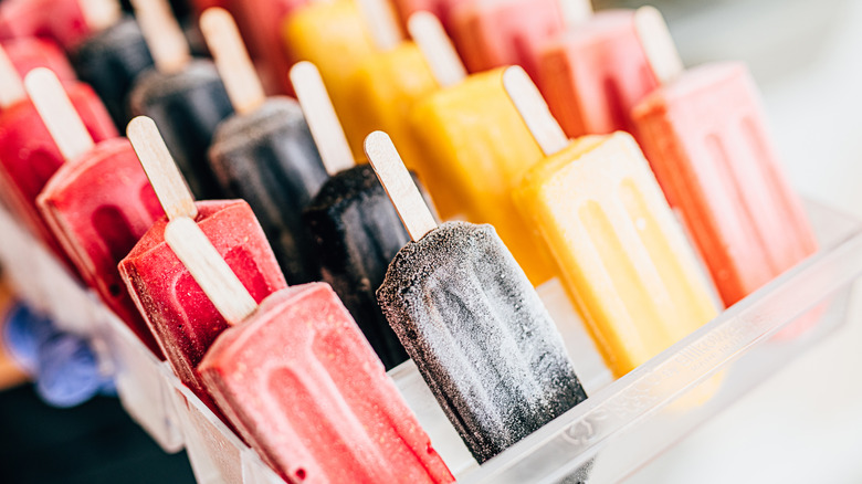 Frozen fruit bars in varying flavors