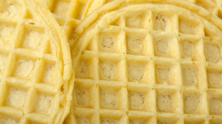 Close-up of frozen waffles