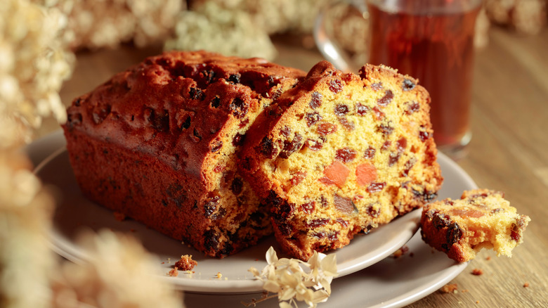 A loaf of fruitcake.