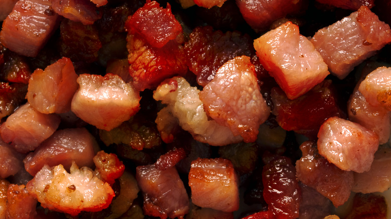 Close-up of a pile of bacon bits