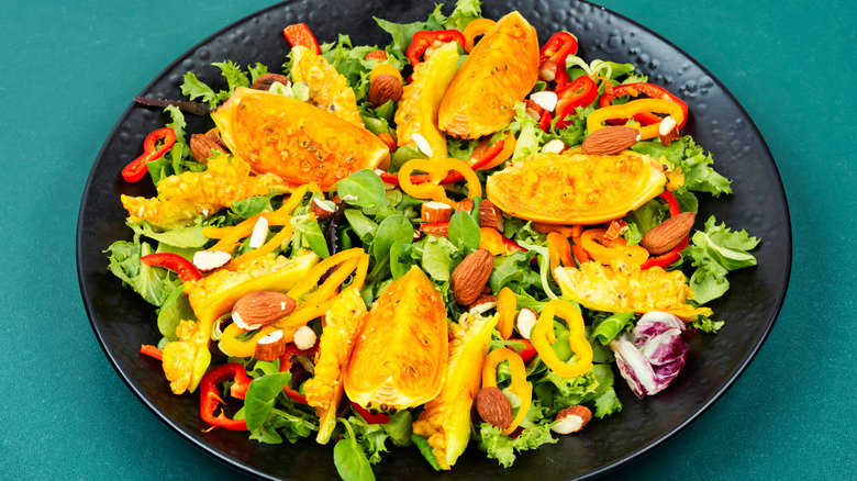 Mexican-inspired salad with prickly pear cactus fruits