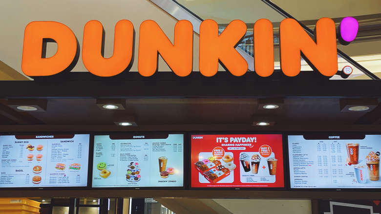Dunkin menu with orange sign