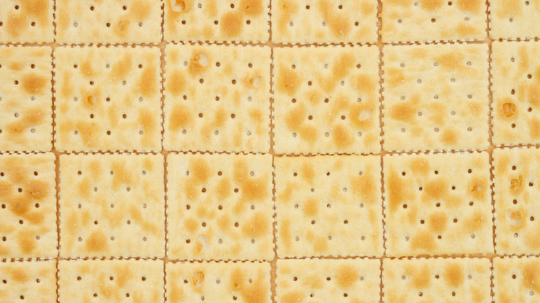 Layer of saltine crackers placed next to each other
