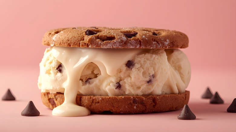 Stack of cookie ice cream sandwiches