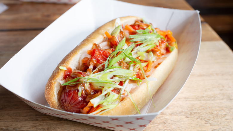 A kimchi hot dog.