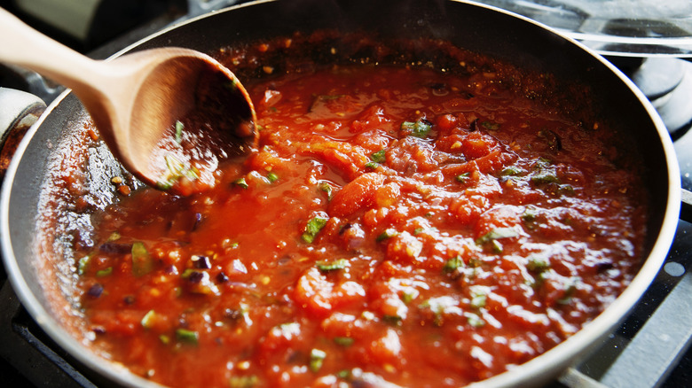 red sauce in pan