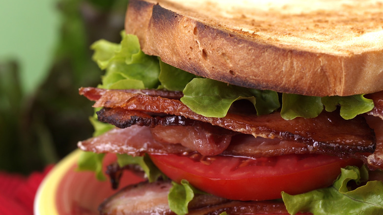 A BLT served on a plate.