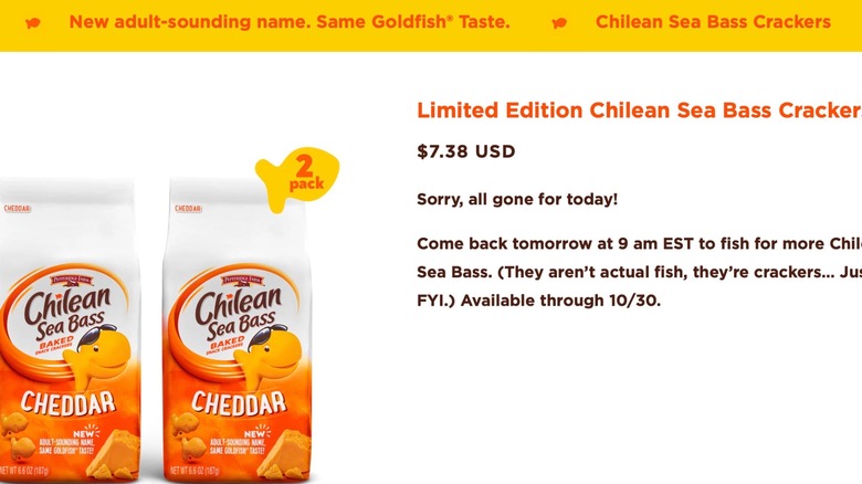 screenshot of Chilean Sea Bass bag site