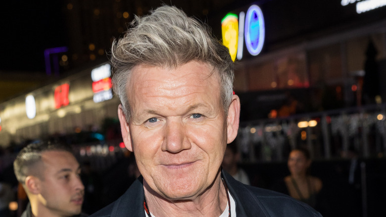 Gordon Ramsay outside at night in Las Vegas, Nevada