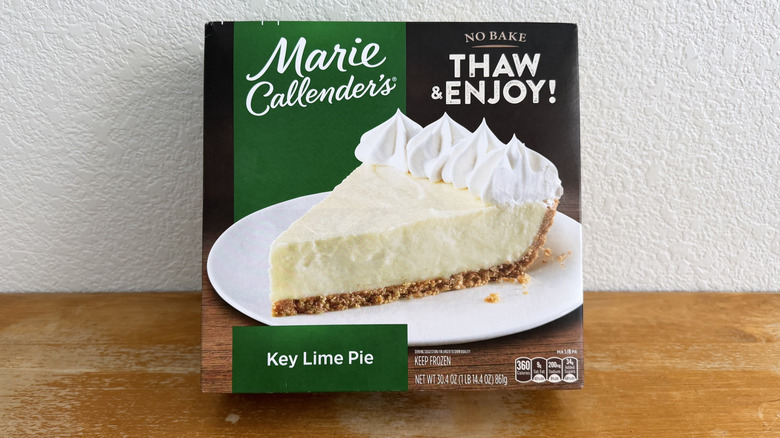 Marie Callender's pie box on table