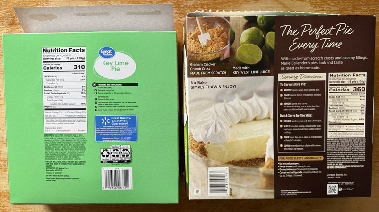 backs of both pie boxes