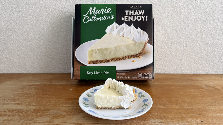 marie callender's pie slice with box in background