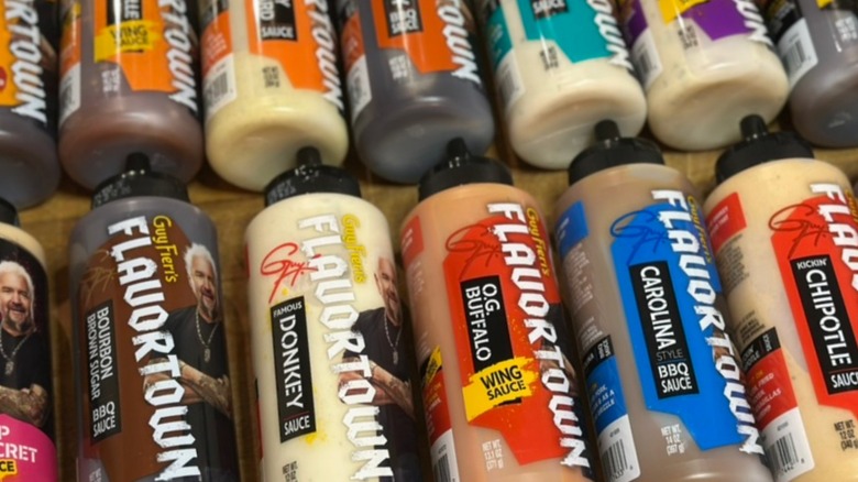 Guy Fieri's Flavortown Sauces laying flat on table