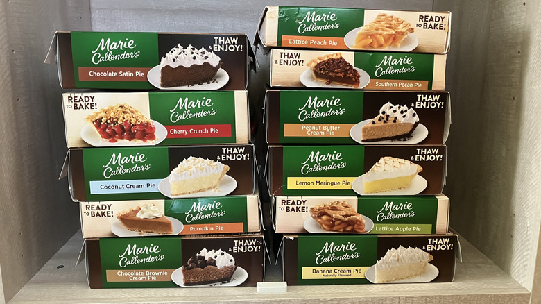 Assortment of Marie Callender's pie boxes