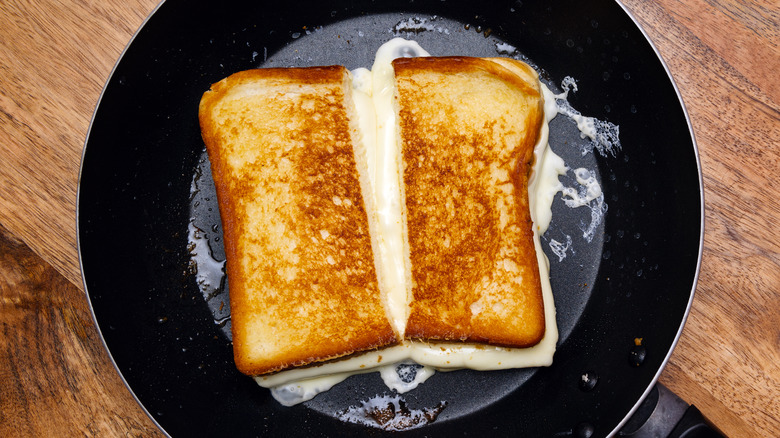 grilled cheese in pan