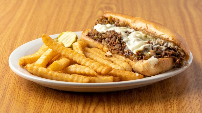 Philly Cheese Steak with fries from the Omelet Shoppe