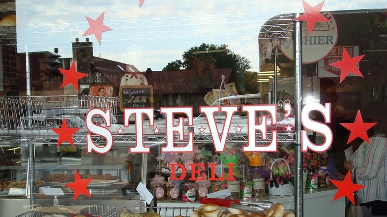 Front window of Steve's Deli, Michigan