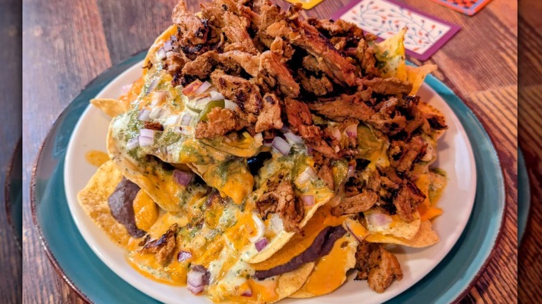 Nachos with vegan meat and cheese from High Note Cafe in Boise, Idaho