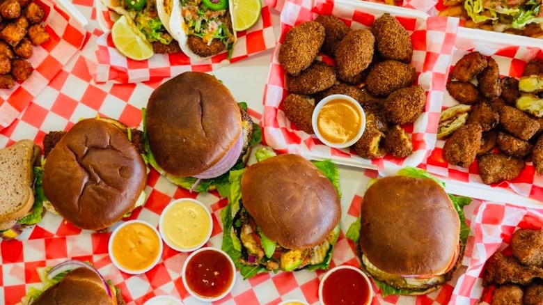 Vegan burgers, sandwiches, fried chicken, and tacos from The Beet Box in Oklahoma City, Oklahoma