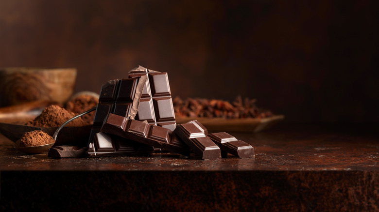 Bars of chocolate on a table
