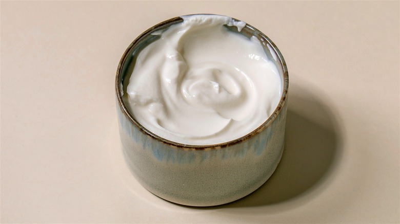 ceramic ramekin of sour cream