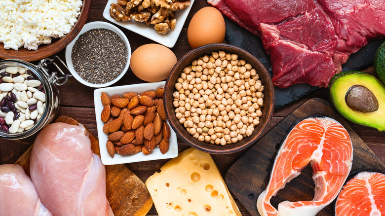 Different kinds of foods on a table.