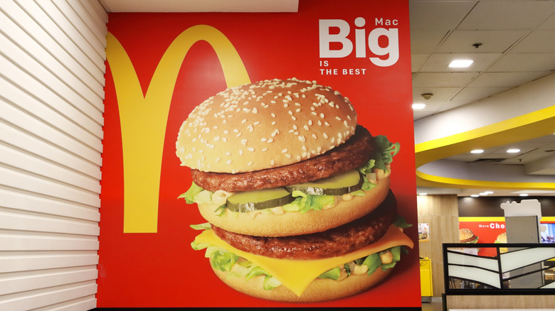 A Big Mac advertisement inside a McDonald's location.