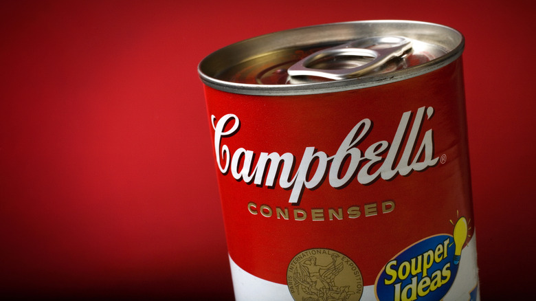 Close-up of a can of Campbell's condensed soup
