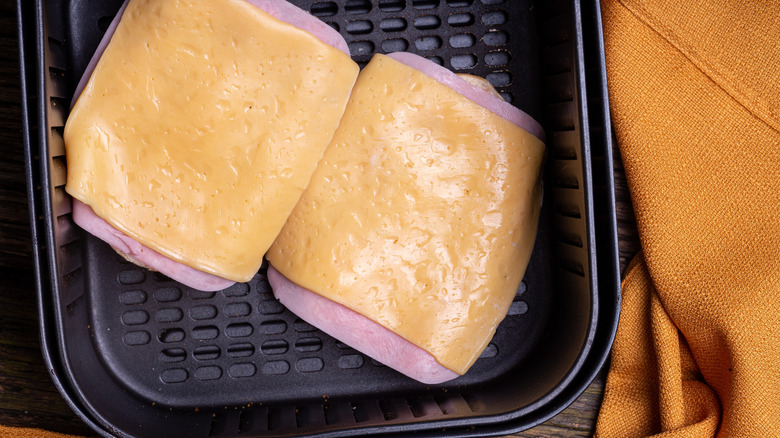 Open-faced melted sandwich in air fryer