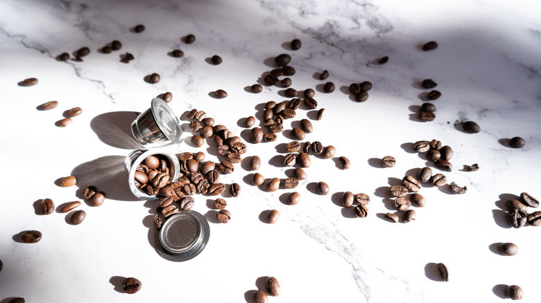Reusable Nespresso pod and coffee beans