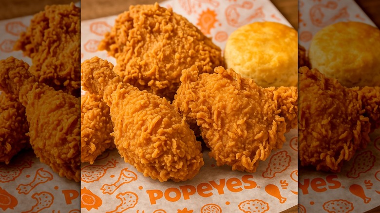 Fried chicken with a biscuit