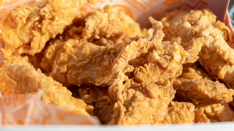 Box of Popeyes fried chicken