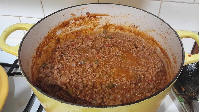 A pot of Oklahoma-style chili.