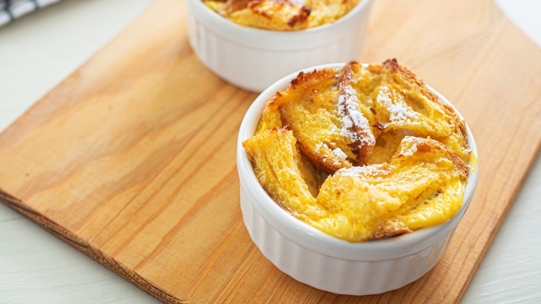 Tubs of bread pudding