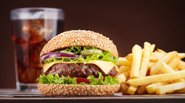 A picturesque fast food burger.