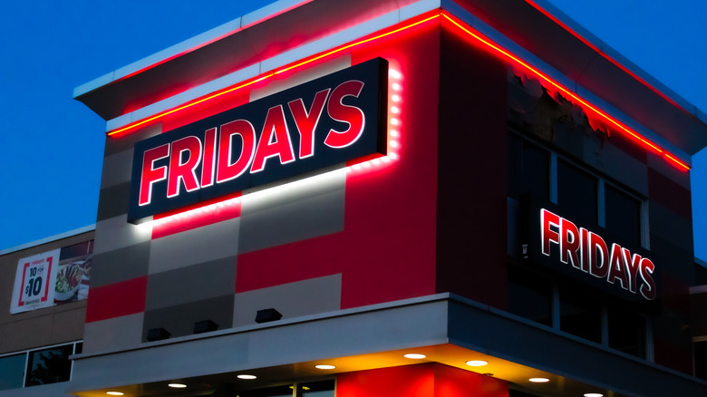 Exterior of a TGI Friday's in the evening