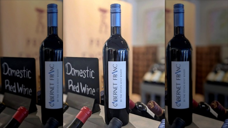 A bottle of Stevent Kent wine displayed in a wine shop