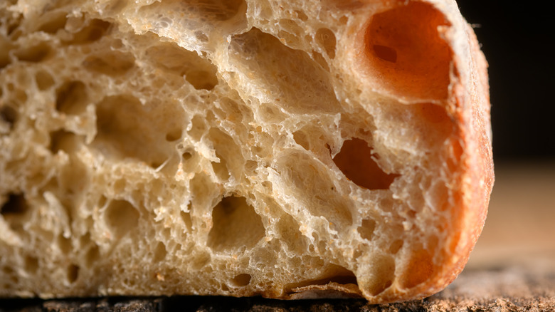 A cross section of artisan bread