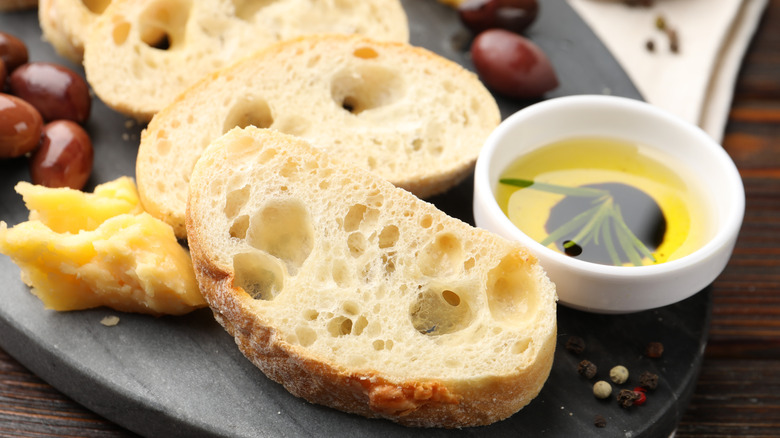 Slices of ciabatta, a high hydration bread