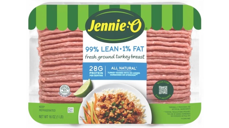 Package of Jennie-O 99% lean 1% fat ground turkey breast