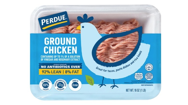 A package Perdue Ground Chicken on a white baackground