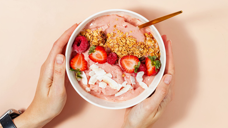 smoothie bowl with coconut milk and shreds