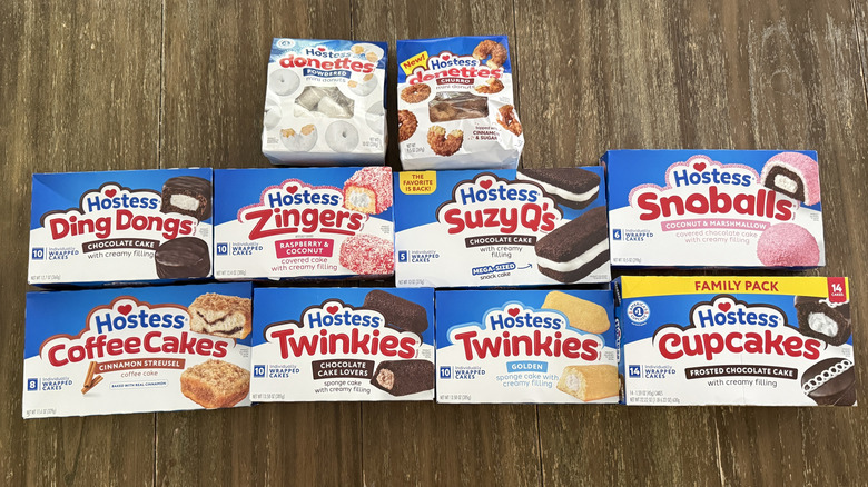 Multiple boxes and packages of Hostess products