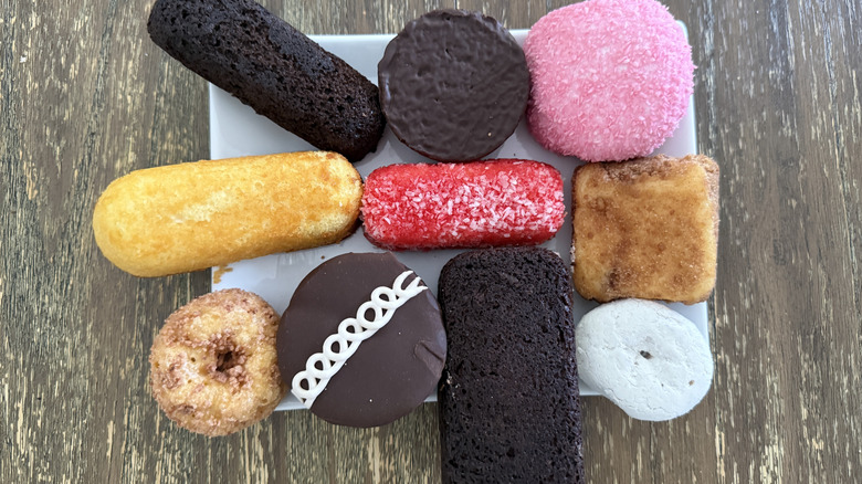 White Plate of Hostess Snacks on wooden table
