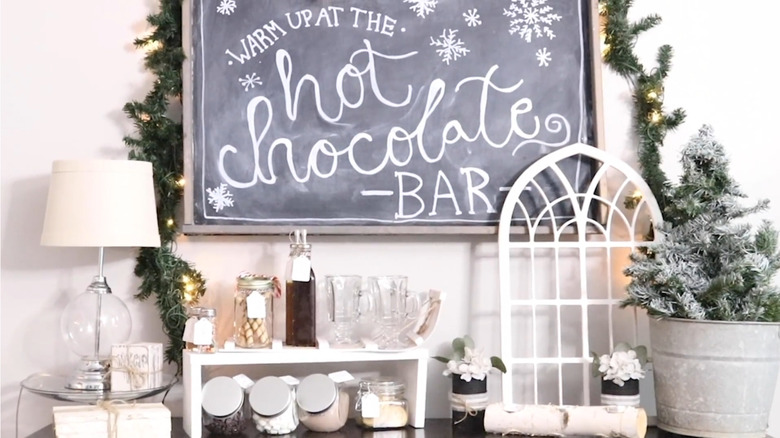 A winter wonderland-themed DIY hot chocolate bar
