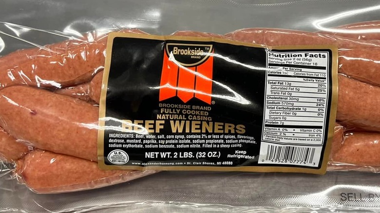 Brookside beef wieners in sealed packages