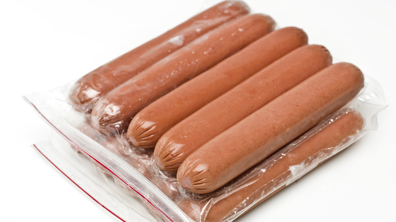 Hot dogs in two plastic packages