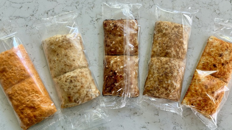 All 5 flavors of Hot Pockets new Snack Breaks in wrappers