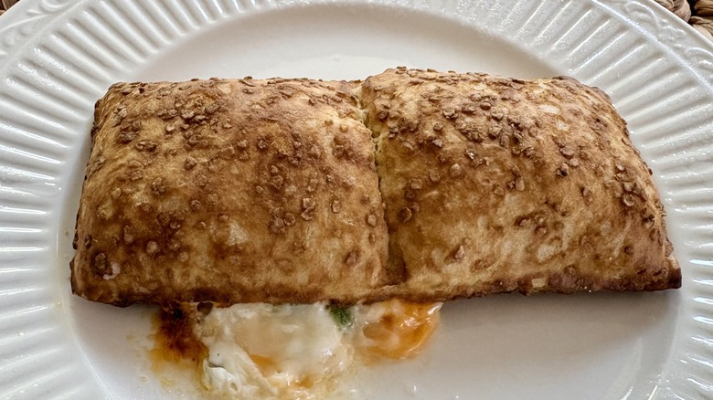 Hot Pockets Snack Breaks Spicy Jalapeno Popper flavor out of the microwave