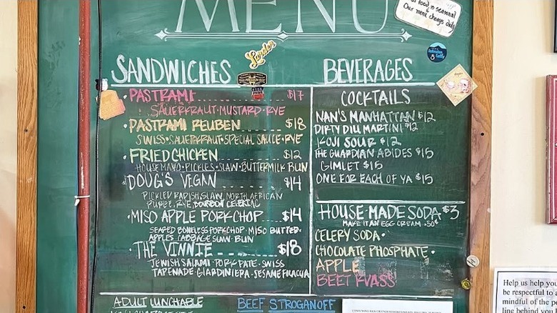 A picture of the Larder menu on a given day.